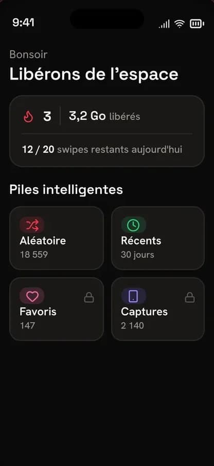 Écran d'accueil de Swipix