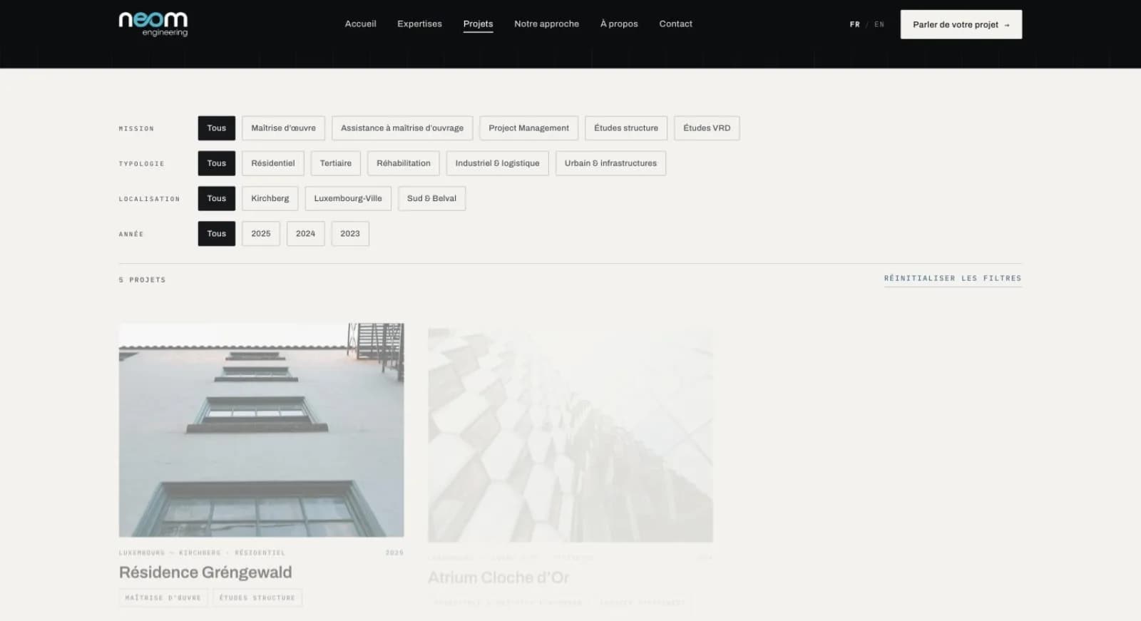 NEOM Engineering — site bilingue pour un bureau d'ingénierie luxembourgeois — page 2