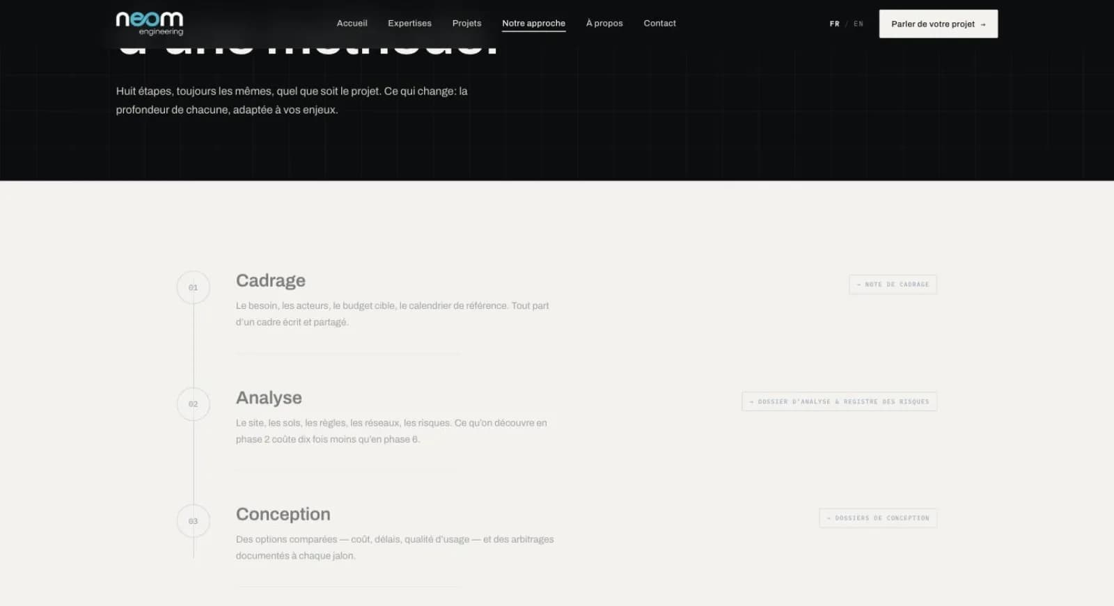 NEOM Engineering — site bilingue pour un bureau d'ingénierie luxembourgeois — page 3